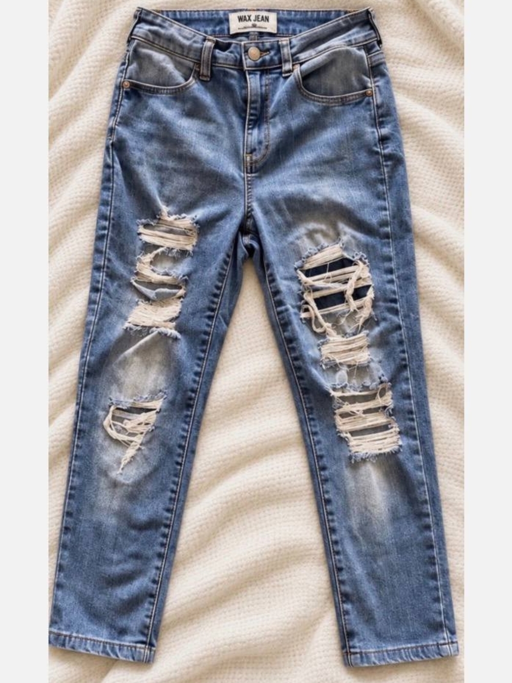 Wax Jean Light Blue 3 Distressed Skinny Jeans